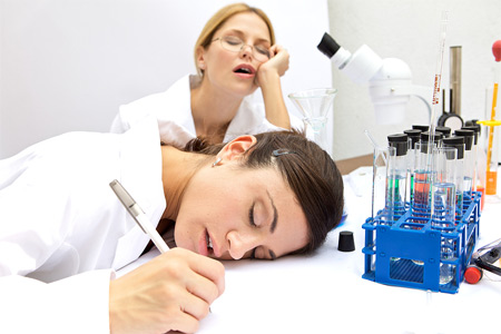 bored lab technicians